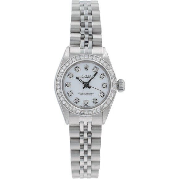 Rolex Oyster Perpetual 6623 26mm AM White Diamonds Dial Diamonds Bezel Jubilee - Picture 1 of 9